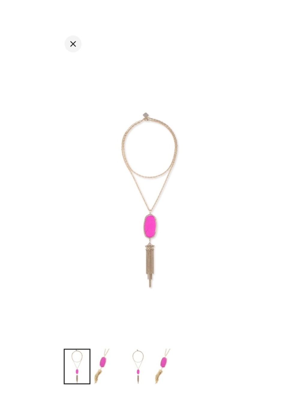 Kendra Scott Rayne Magenta Long Tassel Pendant Gold Necklace